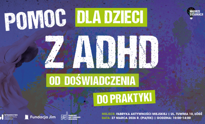 biało-zielony napis na fioletowym tle