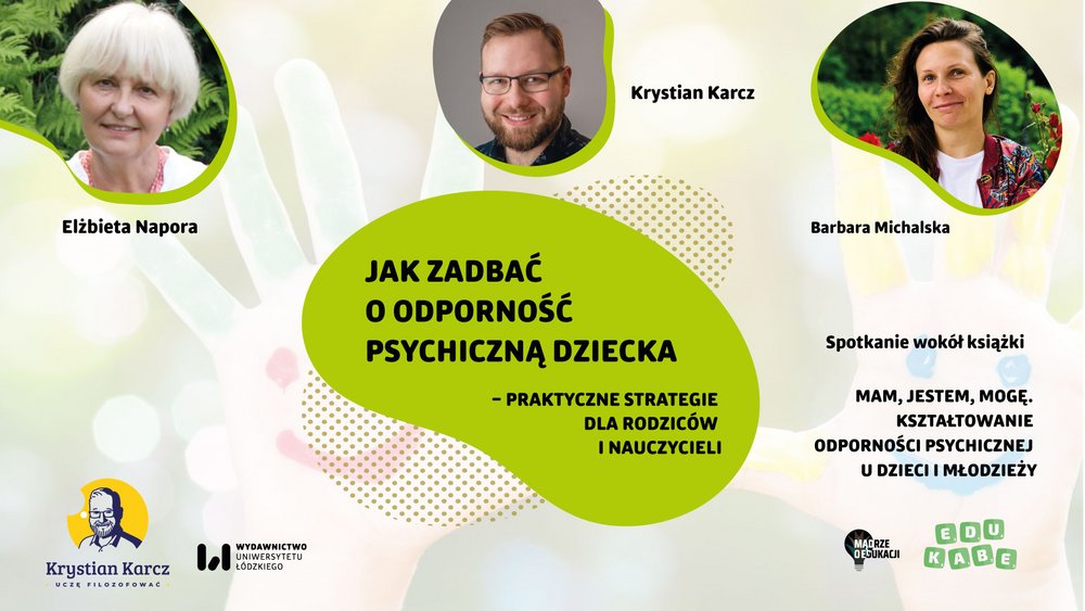 Grafika z tytułem webinaru i zdjęciami prelegentów