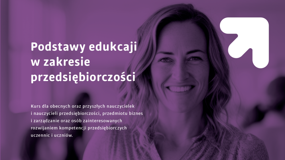 Tytuł kursu oraz uśmiechnięta kobieta w średnim wieku