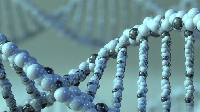 Grafika przedstawiająca fragment nici DNA