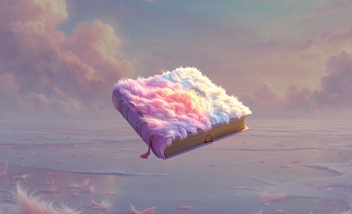 Miękka książka. Obraz wygenerowany przez Sztuczną Inteligencję