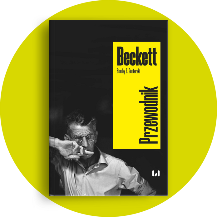 Grafika z okładką książki. Wizerunek Becketta.