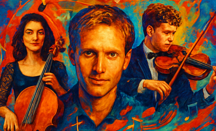 Ilustracja trójki wykonawców koncertu