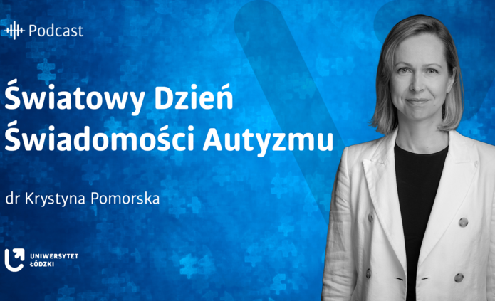 Grafika przedstawia dr Krystynę Pomorską wraz z informacją o Światowym Dniu Świadomości Autyzmu 