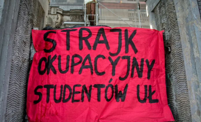 Banner strajku studentów