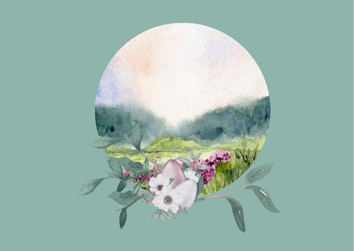 Grafika kwiatów i pisanek