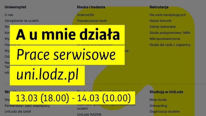 grafika informująca o pracach serwisowych