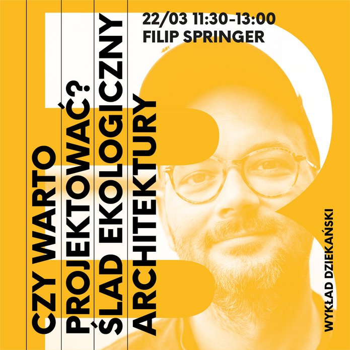 A graphic with an image of Filip Springer advertising the Dean's Lecture