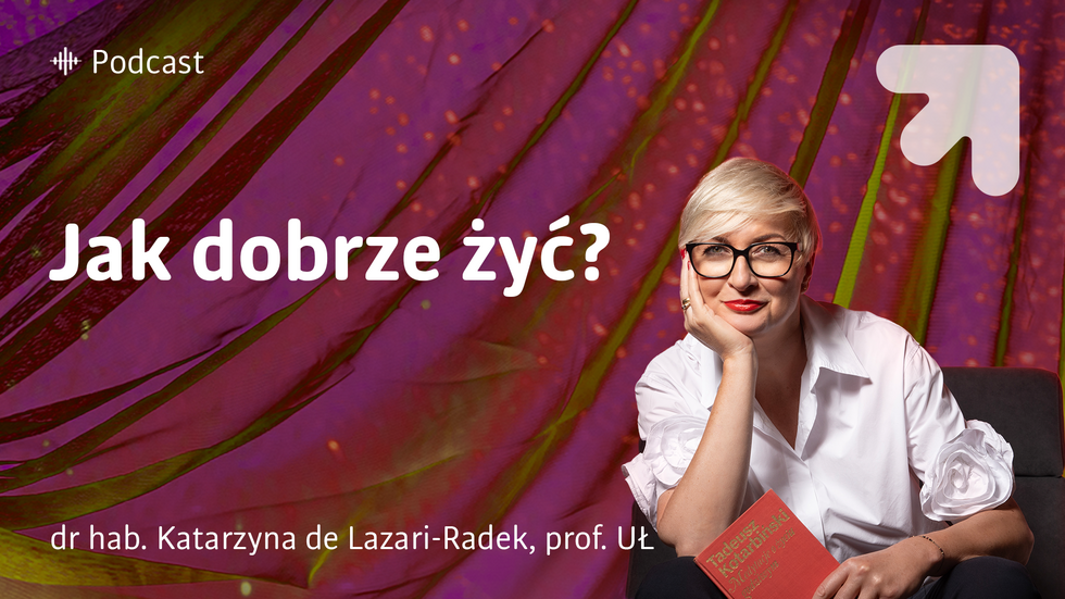 a graphic with the photo of Prof. Katarzyna de Lazari-Radek