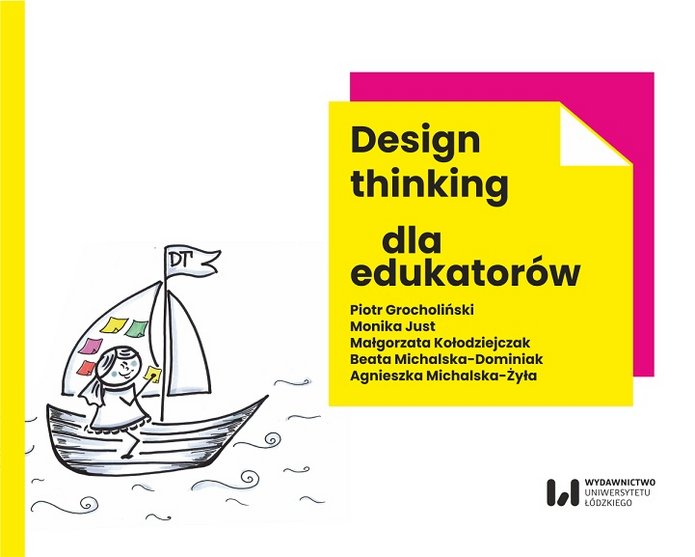 Okładka książki, dziewczynka w łódce narysowana, obok tytuł książki na żółtym tle. 