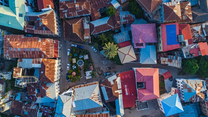 Aerial. Stone town, Zanzibar, Tanzania