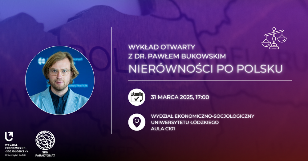 baner reklamujący spotkanie ze zdjęciem prowadzącego