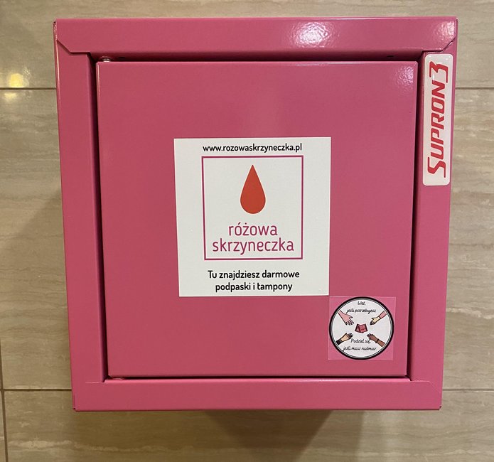 a pink box on the wall