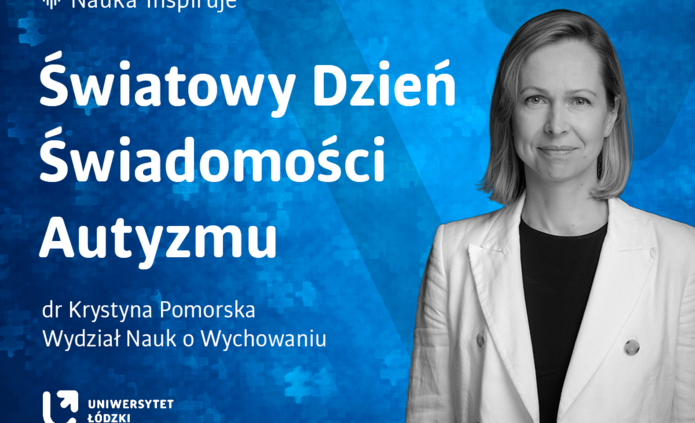 The graphic showing Dr Krystyna Pomorska with information about World Autism Awareness Day