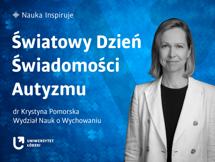 The graphic showing Dr Krystyna Pomorska with information about World Autism Awareness Day