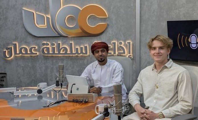Hieronim Cieślak, a second year Asian Studies student, in the Arabic-language "Bilisan Arabi" radio broadcast by the national Sultanate of Oman Radio