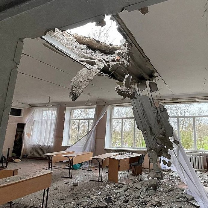 zniszczone budynki w Ukrainie