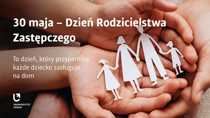 Hands with a cutout depicting a family with children