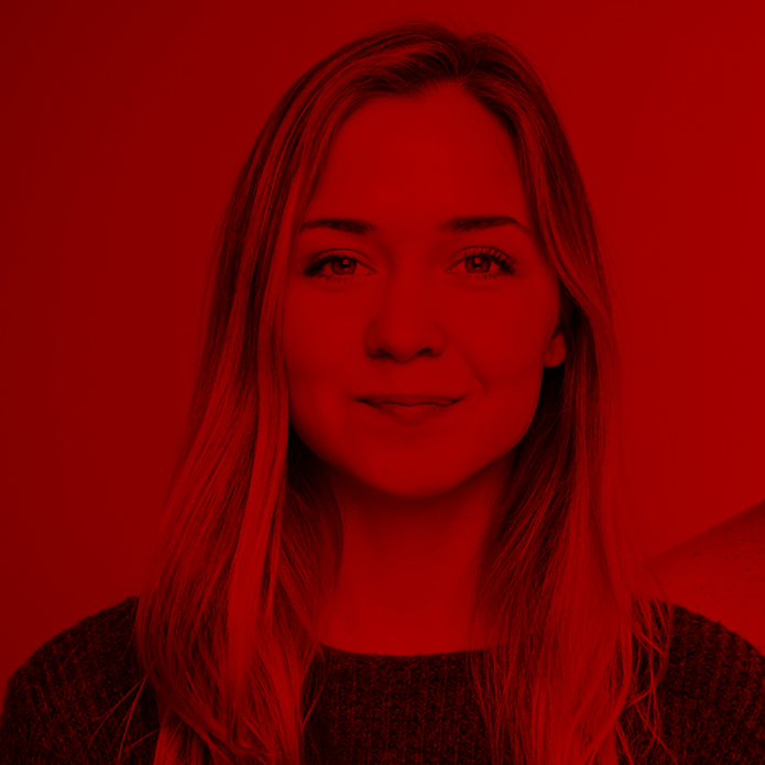 a decorative element - a black and red portrait of a girl