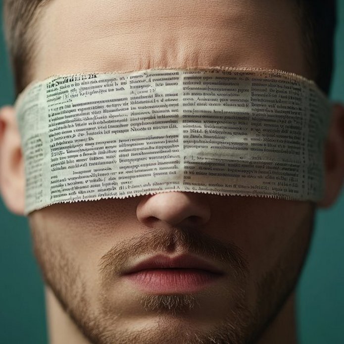 a decorative element: a blind-folded man