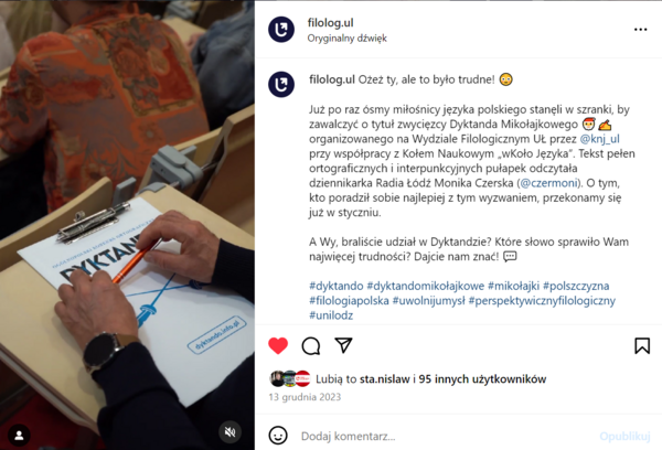 Filologia - post o dyktandzie Filologia - post o dyktandzie