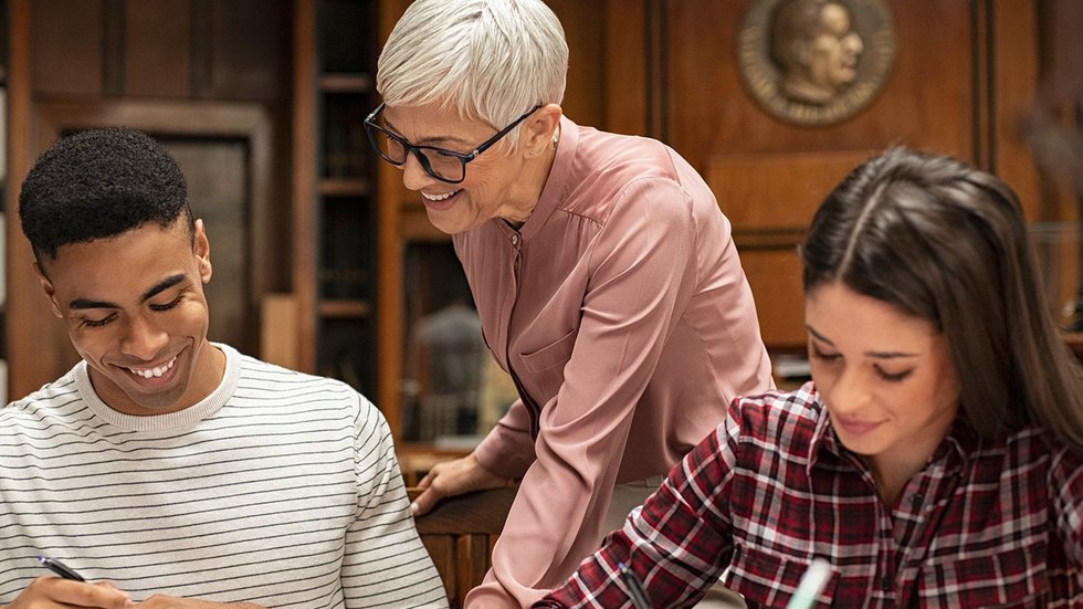 a decorative element - students with their teacher