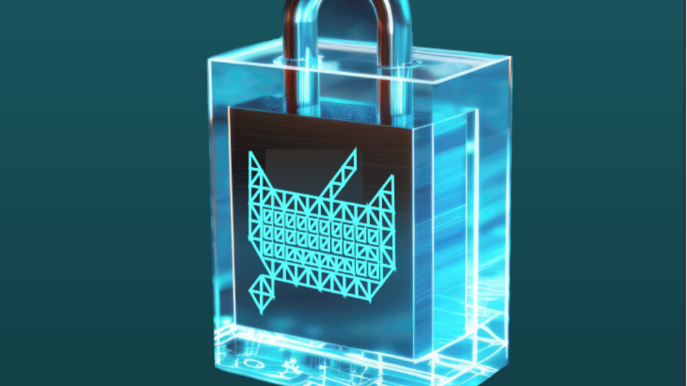 niebieska kłódka na ciemnozielonym tle