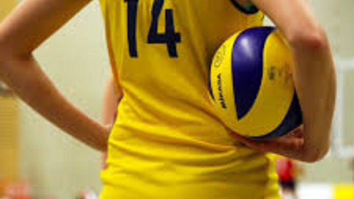 The back of a female basketball player holding the ball