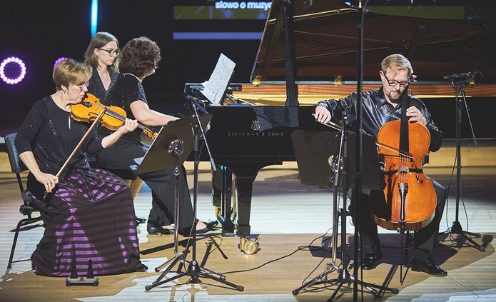 The Vivo Trio during a concert