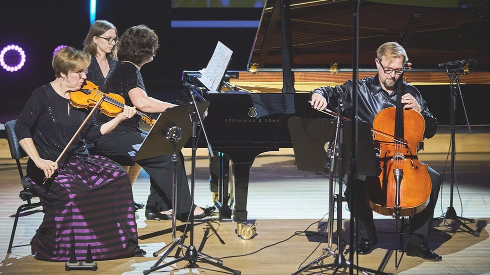 The Vivo Trio during a concert