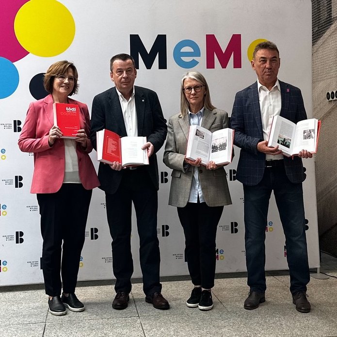 Uczestnicy konferencji prasowej zapowiadającej premierę 5. tomu monografii „Łódź poprzez wieki. Historia miasta” 