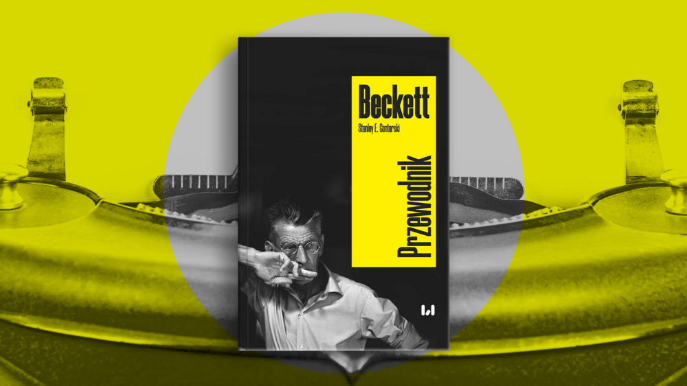 Grafika z okładką książki. Wizerunek Becketta.