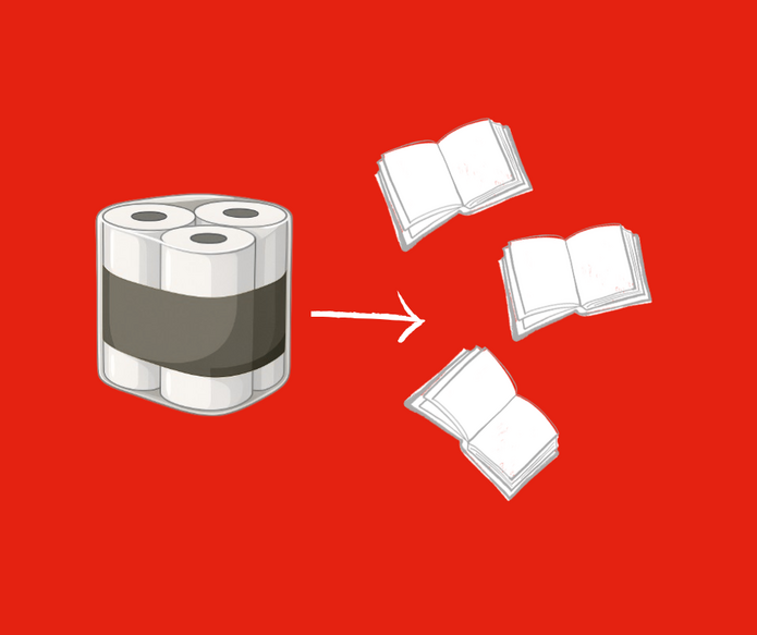 Rysunek przedstawia opakowanie ręczników papierowych oraz trzy książki.