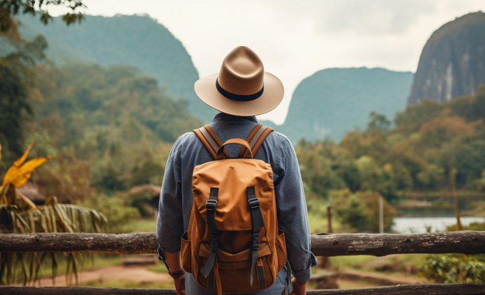 a decorative element: a young traveller