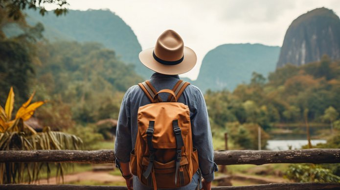 a decorative element: a young traveller