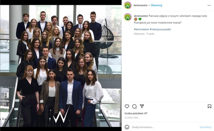 zrzut ekranowy profilu koła naukowego