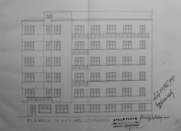 H. Hirszenberg, projekt kamienicy Juliusza Triebego przy obecnej al. A. Mickiewicza 11