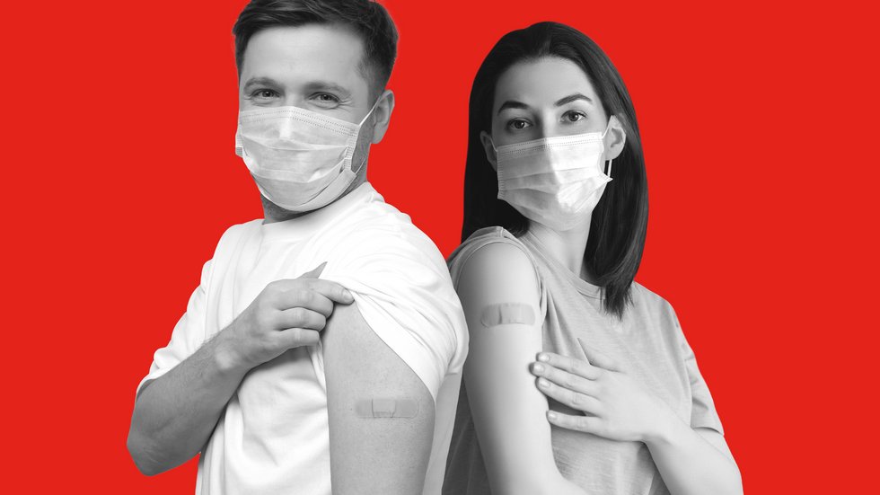 dziewczyna i chłopak w maseczkach