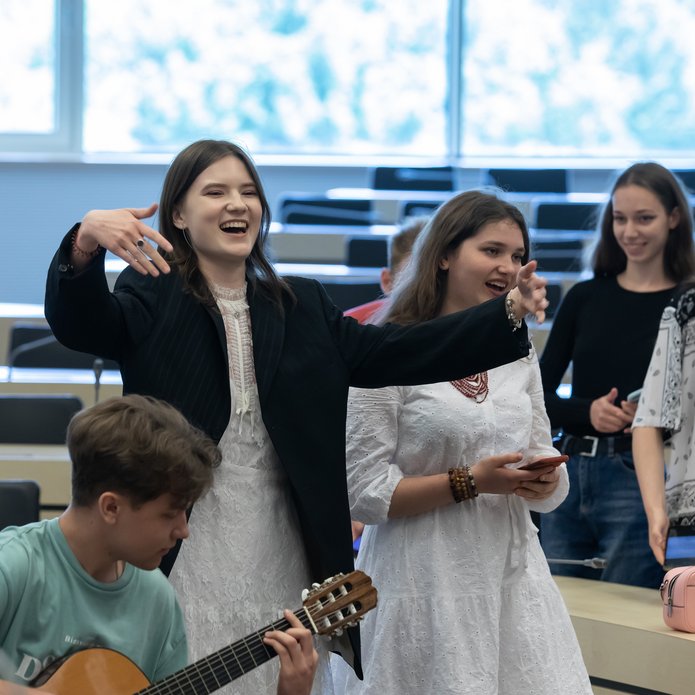 Ukrainian students performing the song