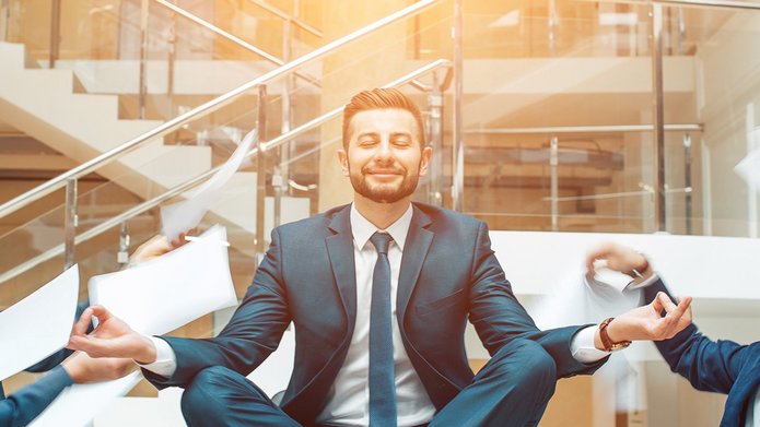 a decorative element: a man trying to stay calm