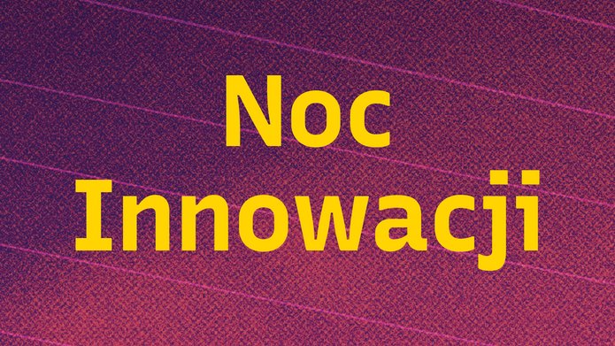 Napis Noc Innowacji na różowym tle