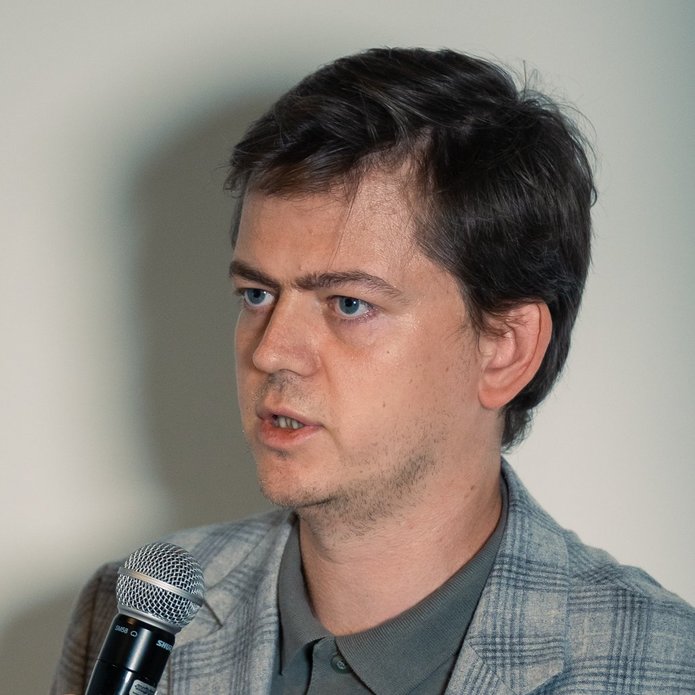 a man on the microphone