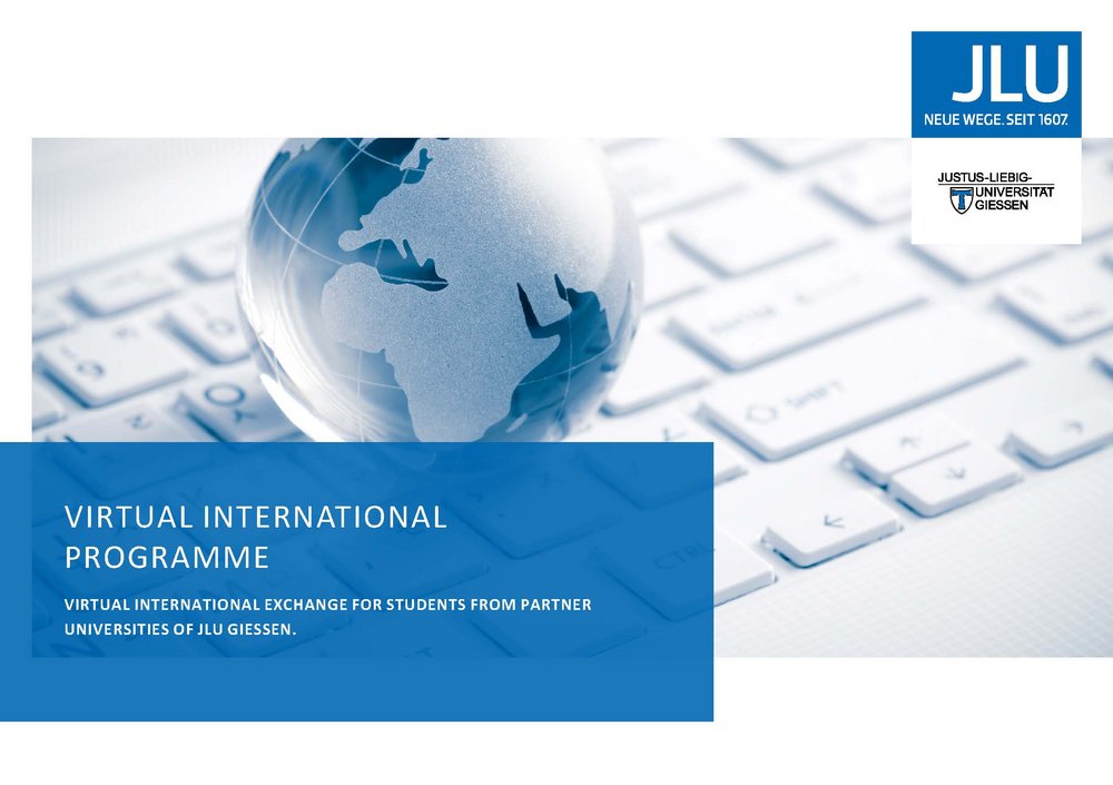 Cover of a leaflet promoting an online exchange programme with the University of Giessen