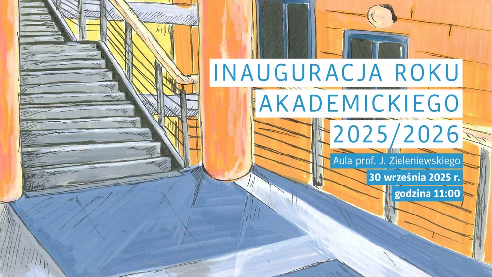 zdjęcie przedstawia rysunek Wydziału Zarządzania i tekst: Inauguracja roku akademickiego 2025/2026 