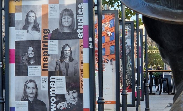 posters produced as part of the campaign in the street of Lodz