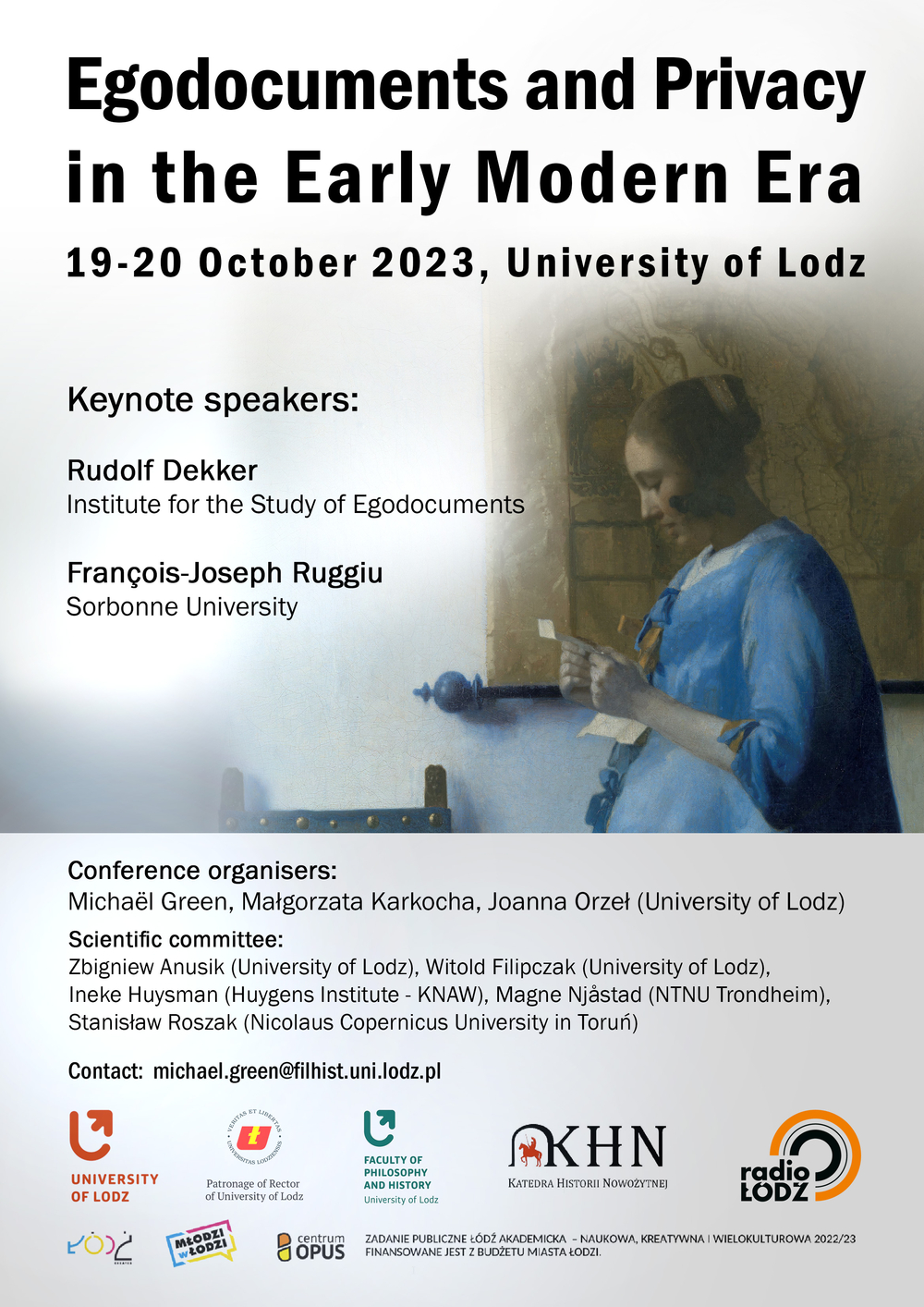 Plakat promujący konferencję pt. Egodocuments and Privacy in the Early Modern Era