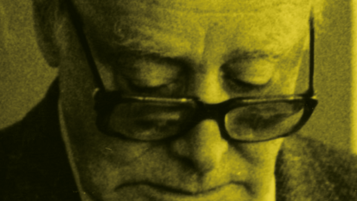 Grafika z głową Jerzego Giedroycia 