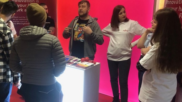 A group of young people at the job fair