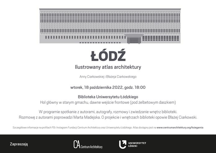 Premiera książki "Łódź. Ilustrowany atlas architektury" zaproszenie na wydarzenie