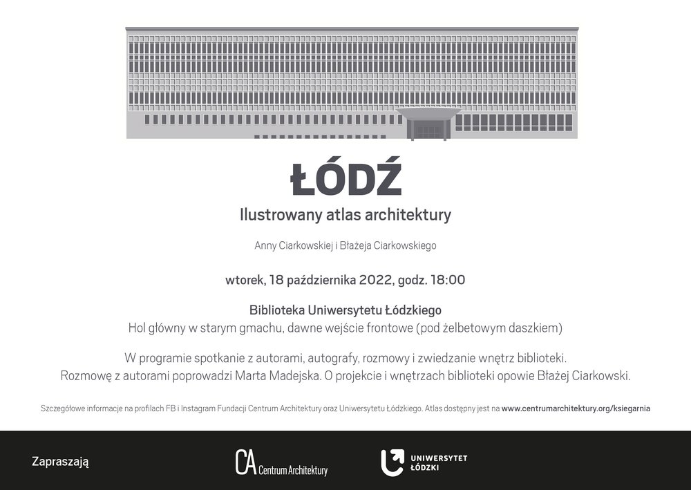 Premiera książki "Łódź. Ilustrowany atlas architektury" zaproszenie na wydarzenie